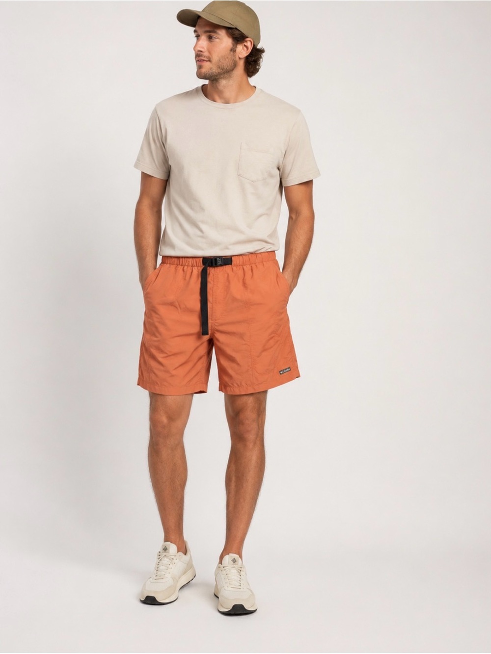 Columbia Swim Trunks Men’s Large Orange Nylon Lined Quick Dry Belted Shorts